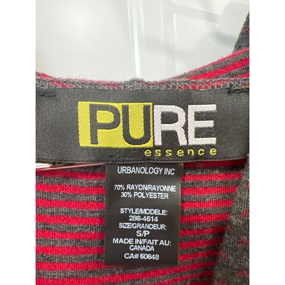 Pure Essence Tunic Pullover Hoodie Women S Striped Rayon Blend Gray Red Relaxed - Picture 3 of 5